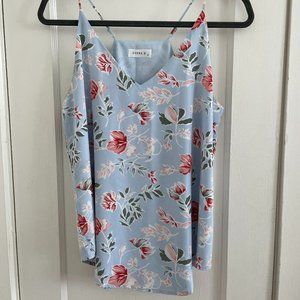 Evera B V-Neck Chiffon Cami Top in Floral Blue